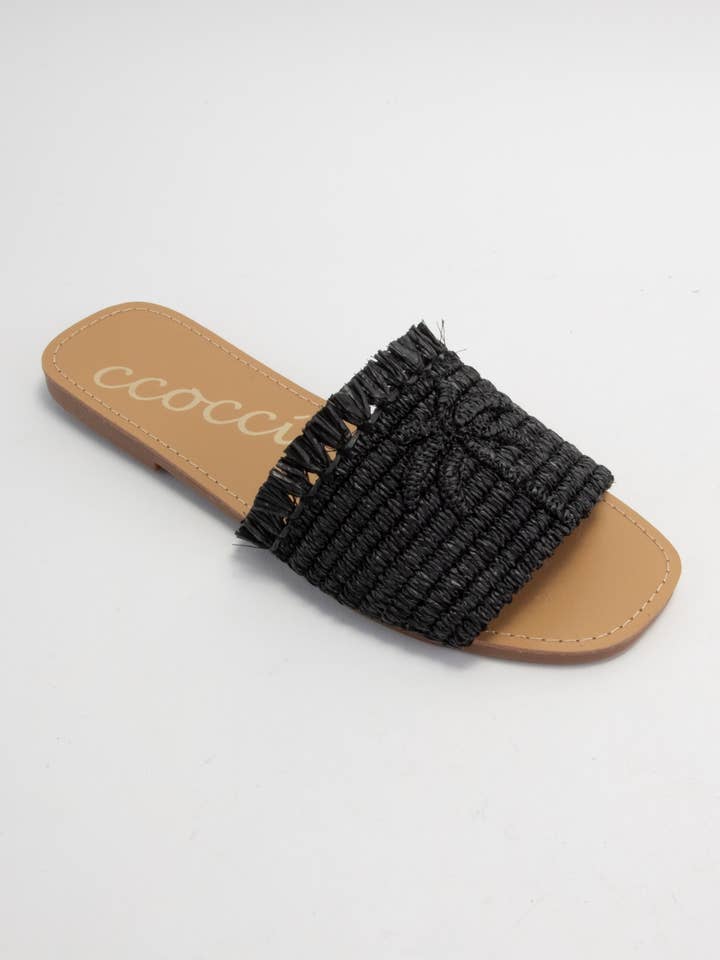 CCOCCI - Wholesale Sandals - Women's - SANDY PALM TREE EMBROIDERY DESIGN RAFFIA SANDAL1