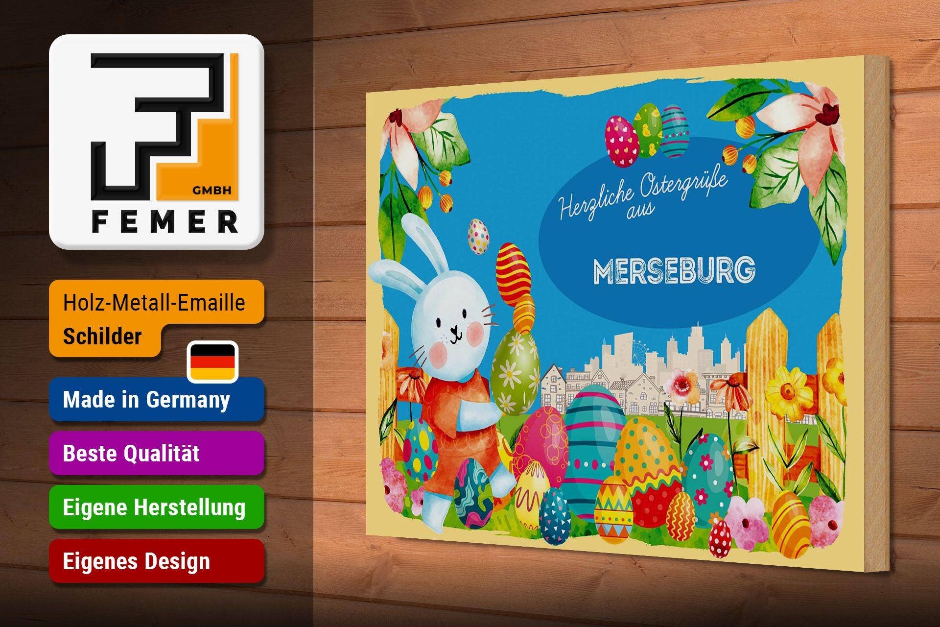 Femer - Wholesale Sign - Easter Easter greetings wooden sign 30x20cm MERSEBURG gift decoration wooden sign2