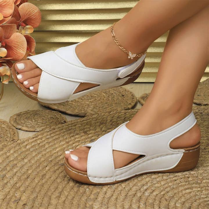 UNISHE - Wholesale Sandals - Women's - Cross-Strap Multicolor Velcro Thick Sole Sandals ZK30965