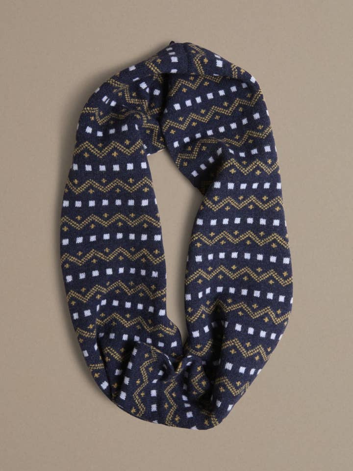 Isle Line Circle Scarf | Navy for wholesale by ROVE Knitwear