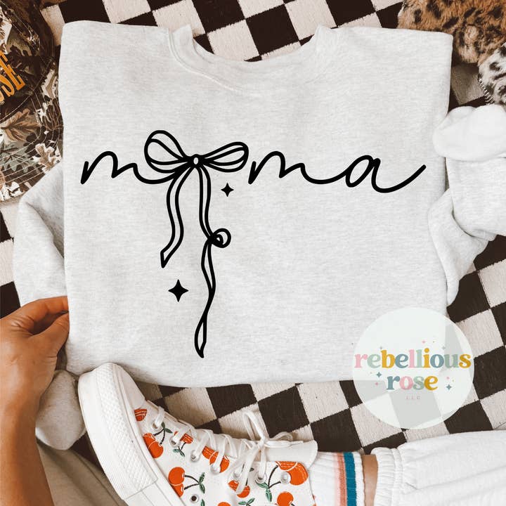 Mama Coquette Bow Graphic Crewneck Sweatshirt for wholesale by Rebellious Rose LLC
