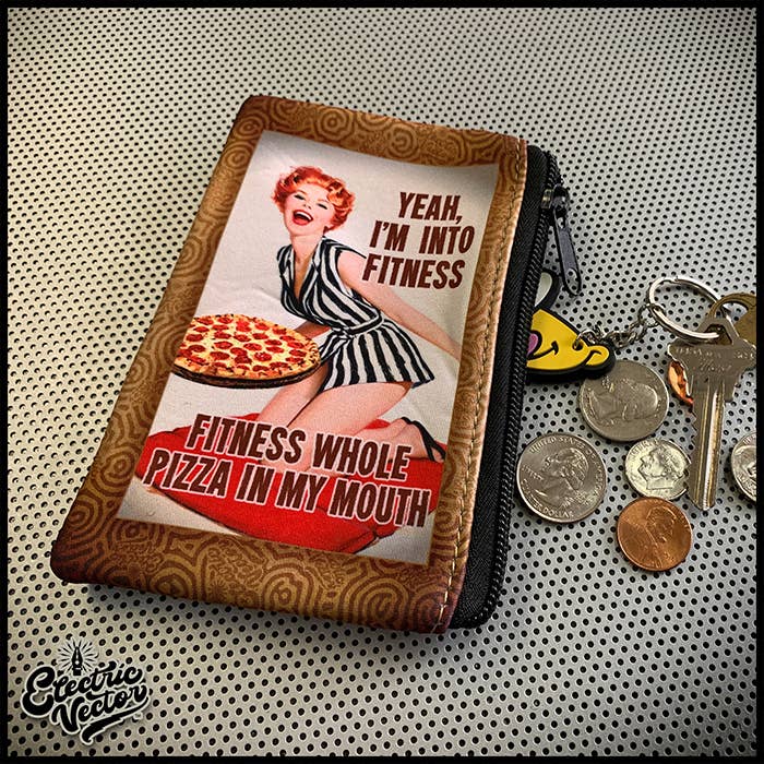 Fitness Pizza - Zipper Coin Pouch for wholesale by Electric Vector LLC.