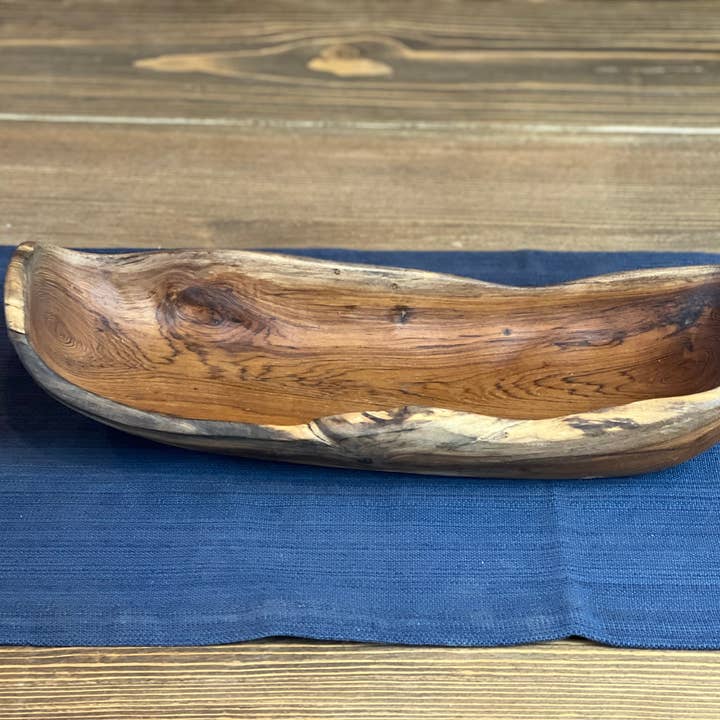 Tuckahoe Hardwoods - Wholesale Decoratief bord/schotel/kom - Geredde ovale rustieke schalen met teakwortel - met de hand gesneden - groot10