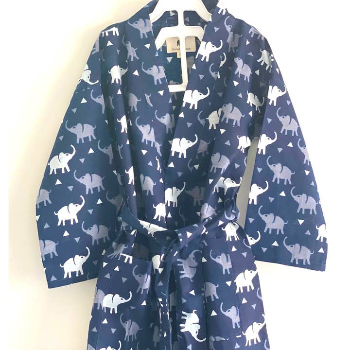 The Indian Bazaar – wholesale Badrock - Barn – Barn Unisex Robe - Bomull Handblock elefant Tryck tyg