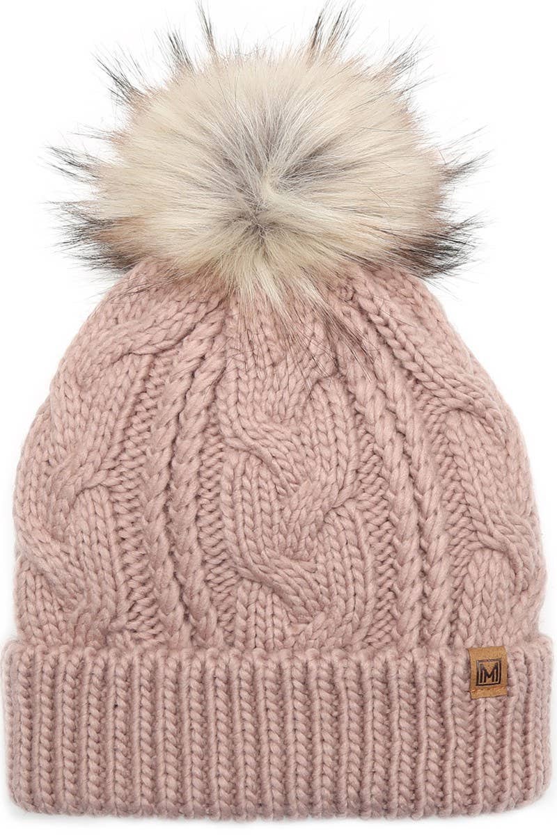 Fashion City - Wholesale Beanie - Women's - Women's Faux Fur Pom Beanie Hat with Sherpa Lining7
