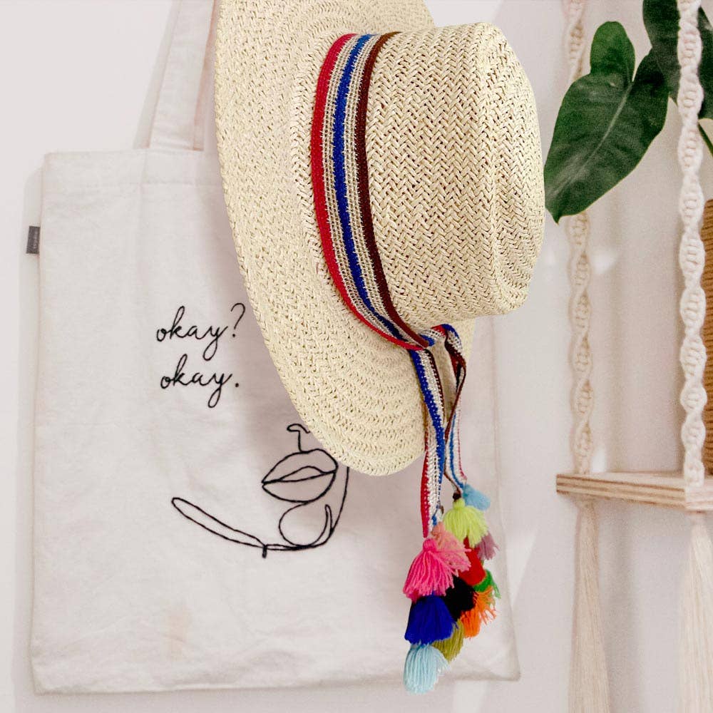 Sensibling Corp. – wholesale Hat accessory – Women's – Striped Crochet Tassel Tip Hat Band1