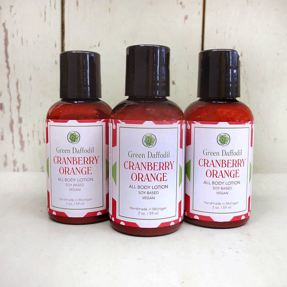 Green Daffodil Bath & Body - Wholesale Body Cream/Lotion - Cranberry Orange Mini Soy Lotion Bottle - Christmas1