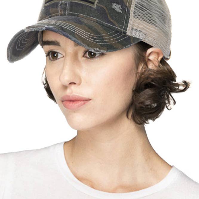 Hana - Wholesale Honkbalpet - Dames - C.C camouflage met vlag baseballpet9