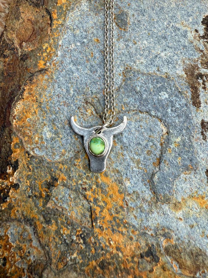 Silver Steer Head Pendant – Western Cowboy Jewelry Necklace for wholesale by Wild Mountain Silver