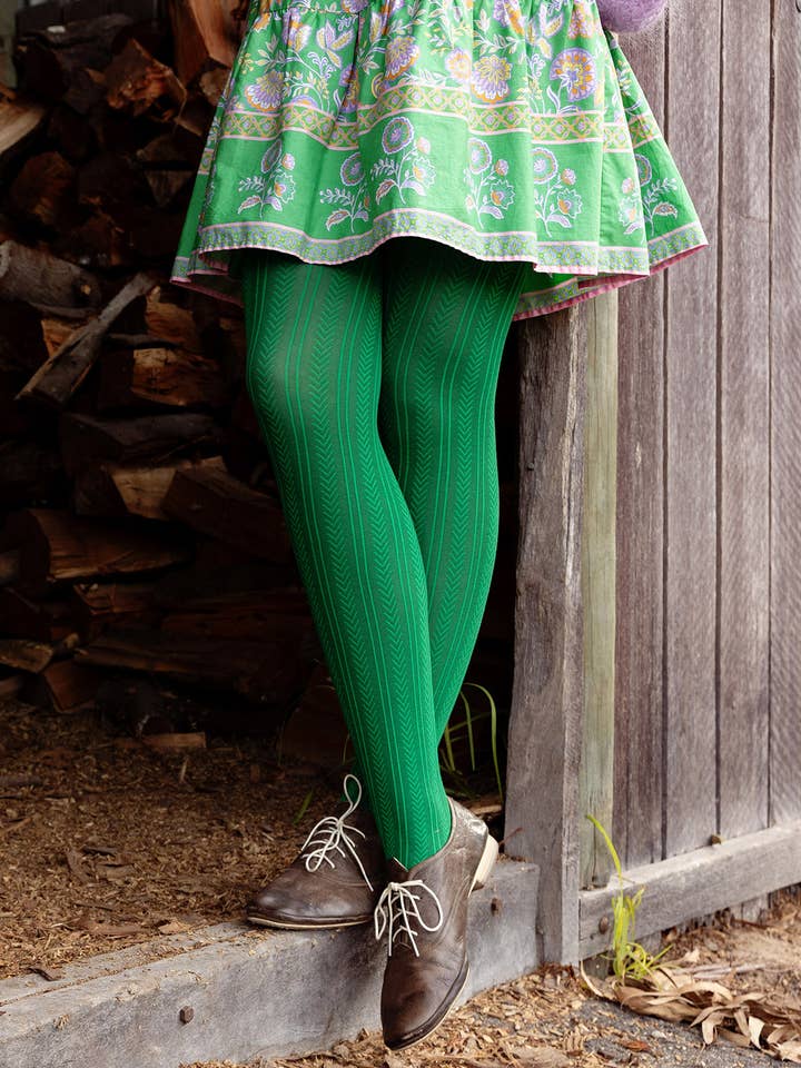 Chic Tights in Organic Cotton - Green for wholesale by Tightology
