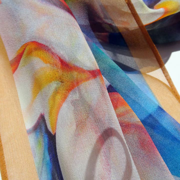 Silk Squirrel - Venta al por mayor Bufanda - Mujer - Bufanda de seda de Poinsettia - Bufanda de seda blanca de vacaciones - Satén1