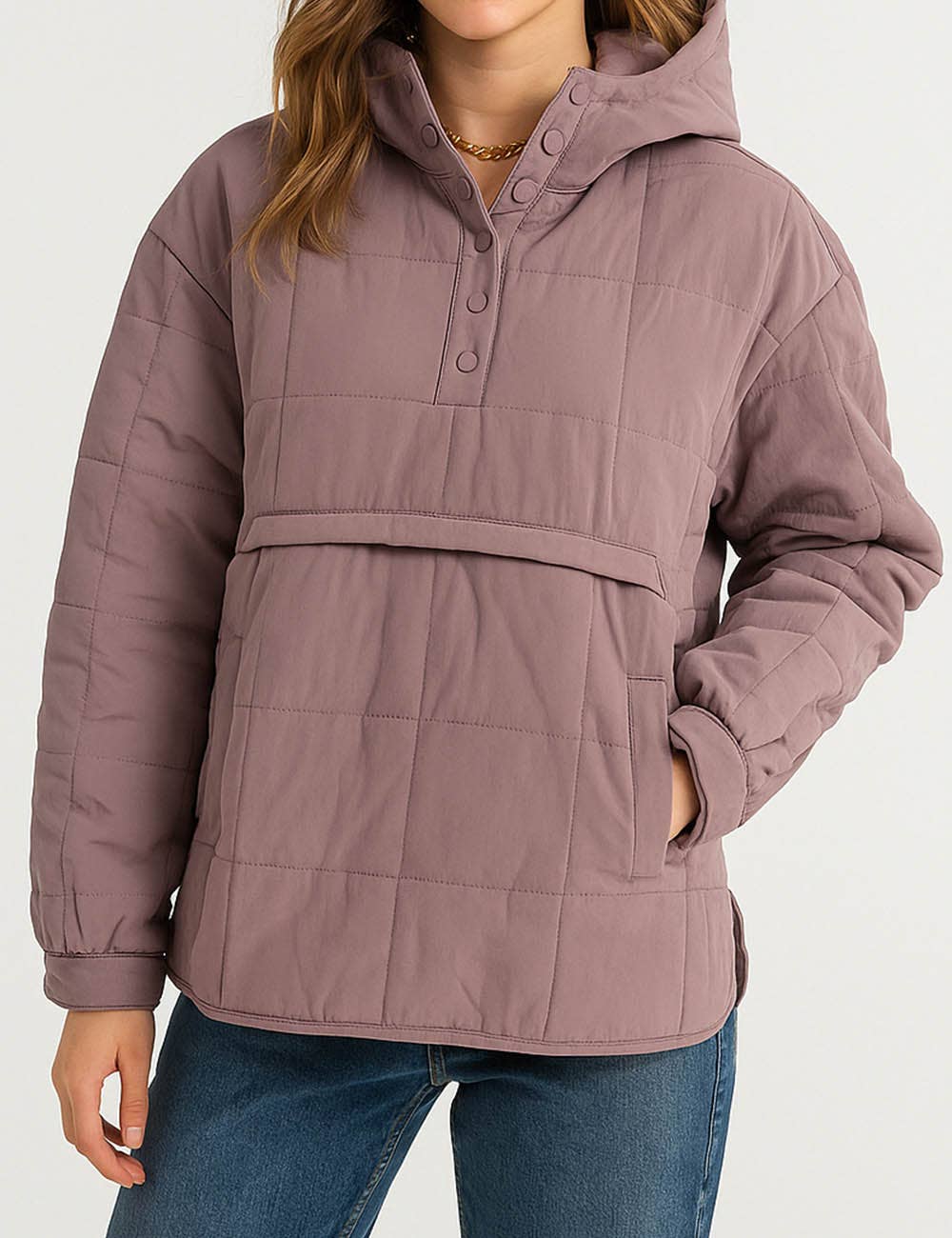 Sweetkama – wholesale Puffer jacket – Women’s – Ladies Button Pullover Hooded Padded Puff Jacket SKT475538