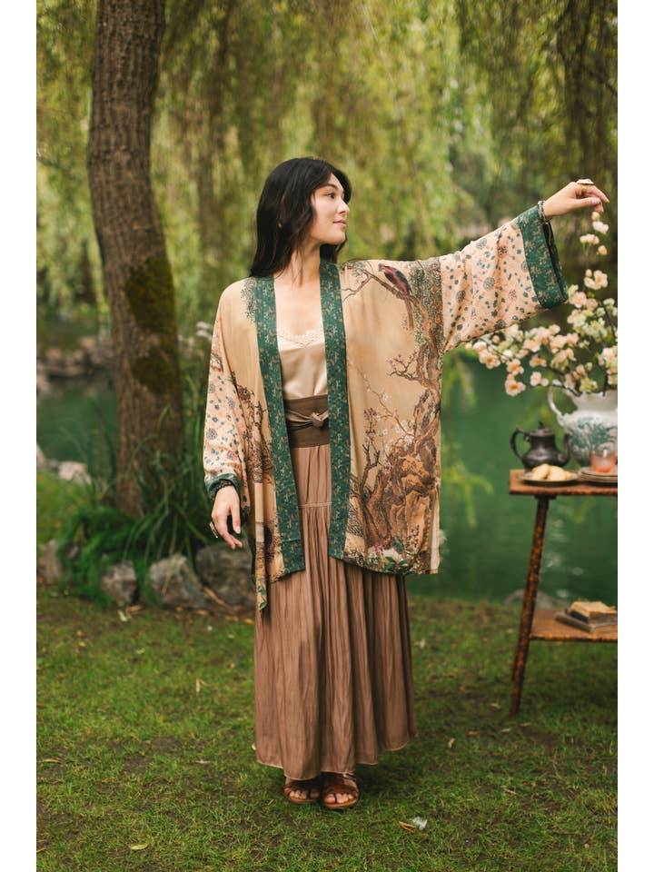Market of Stars (USA) - Wholesale Kimono - Women's - Fable Matinée Duster Kimono w/ Deer and Moon, mid-length11