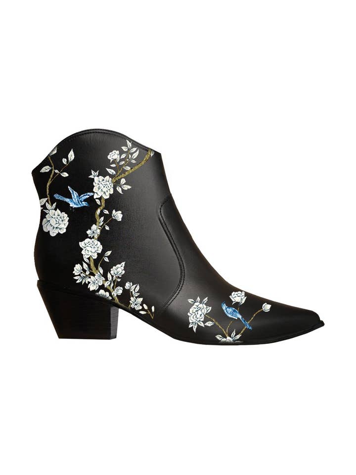 Japanese Garden Black Cowboy Boot for wholesale by ALEPEL