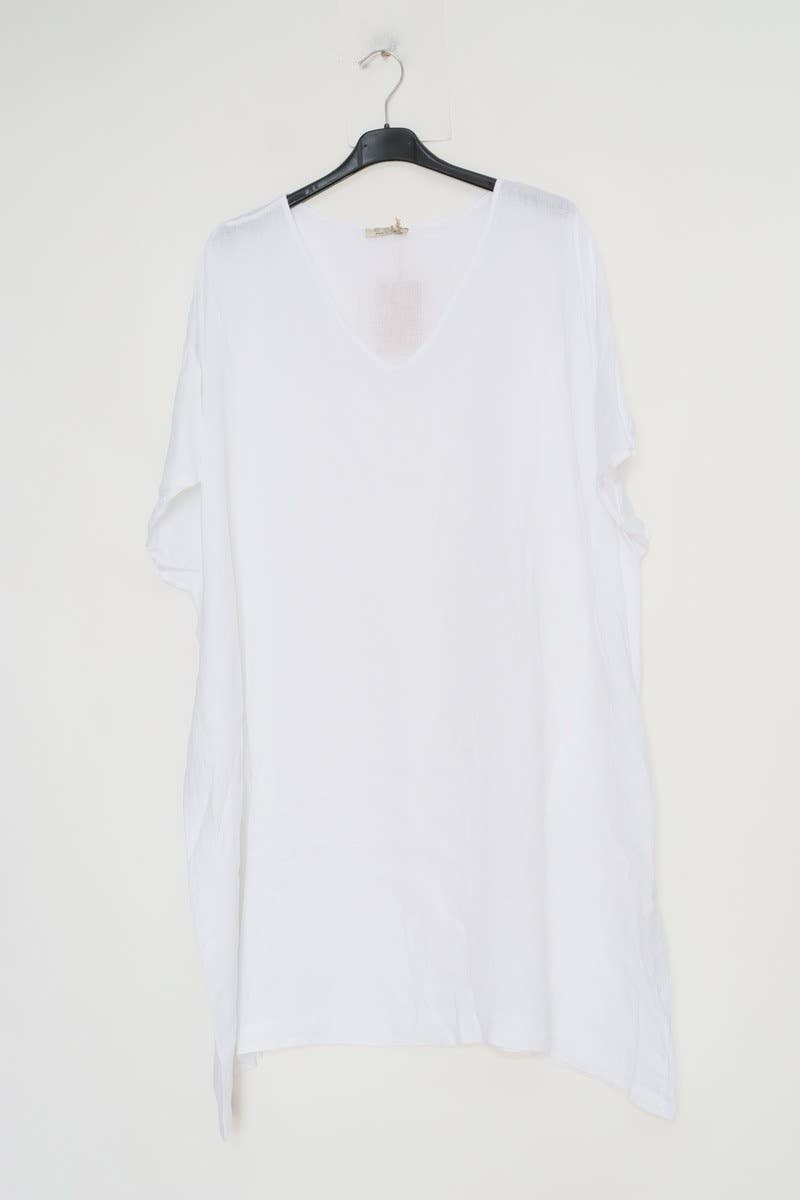 Lea & Luc - Grandes Tailles - Vendita all'ingrosso Vestito - Donna - Vestito in lino taglie comode con scollo a V1