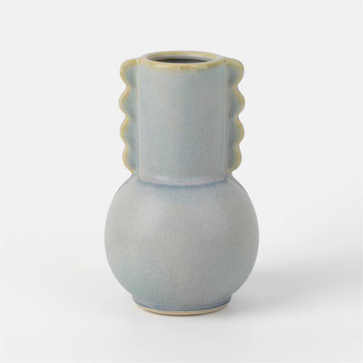 Ceramic Vase w/Wiggle Edges,3.85"x6.4"H for wholesale by Truu Design