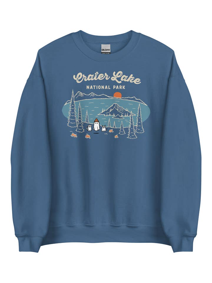 Crater Lake Spooky National Park Unisex Sweatshirt | LAKE BLUE for wholesale by ChasingAMoment
