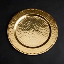 India Handicrafts Inc - Wholesale Charger - Gilded Hammered Beaded Charger2