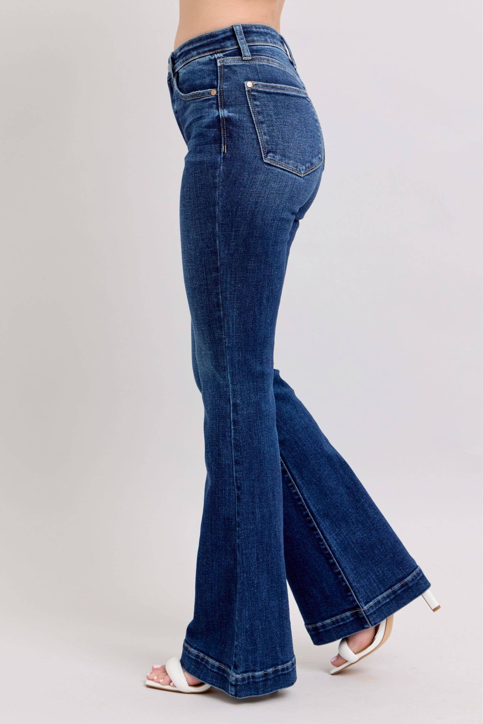 Watermelon Apparel - Wholesale Jeans - Women's - Judy Blue High Waist Dark Wash Trouser Flare2