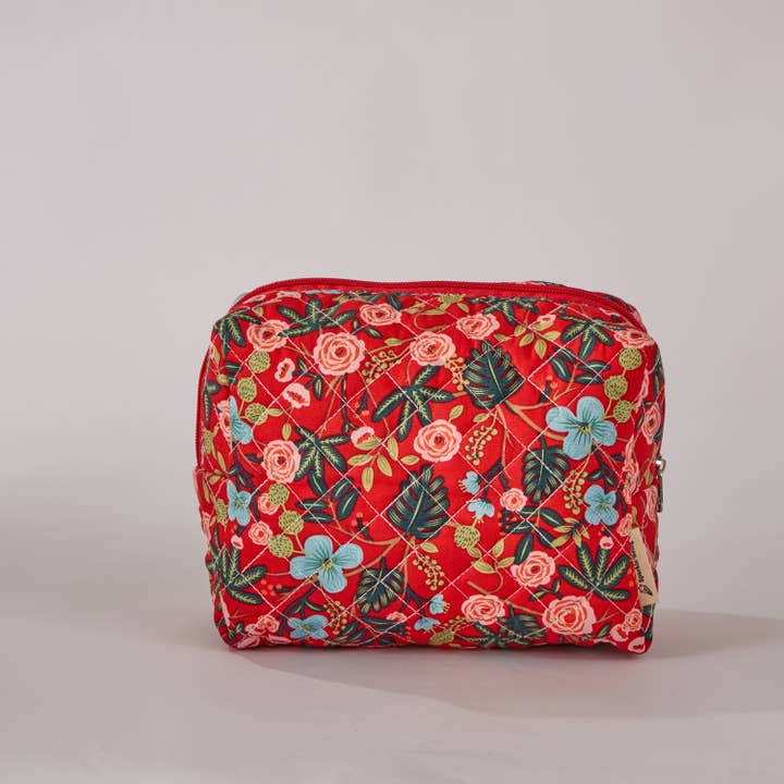 Sparkle Being – wholesale Make-up/cosmetic bag – Nature's Bloom Floral Quilted Makeup Cosmetic Toiletry Bag
