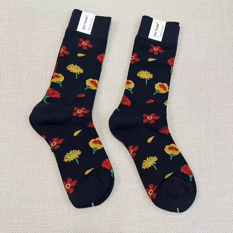 Tourtiwi – Meias - Unissexo por atacado – Meias com padrão de pintura a óleo assimétrico11