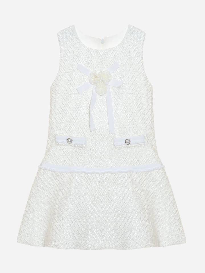 Robe en tweed blanc pour filles pour la vente par Patachou