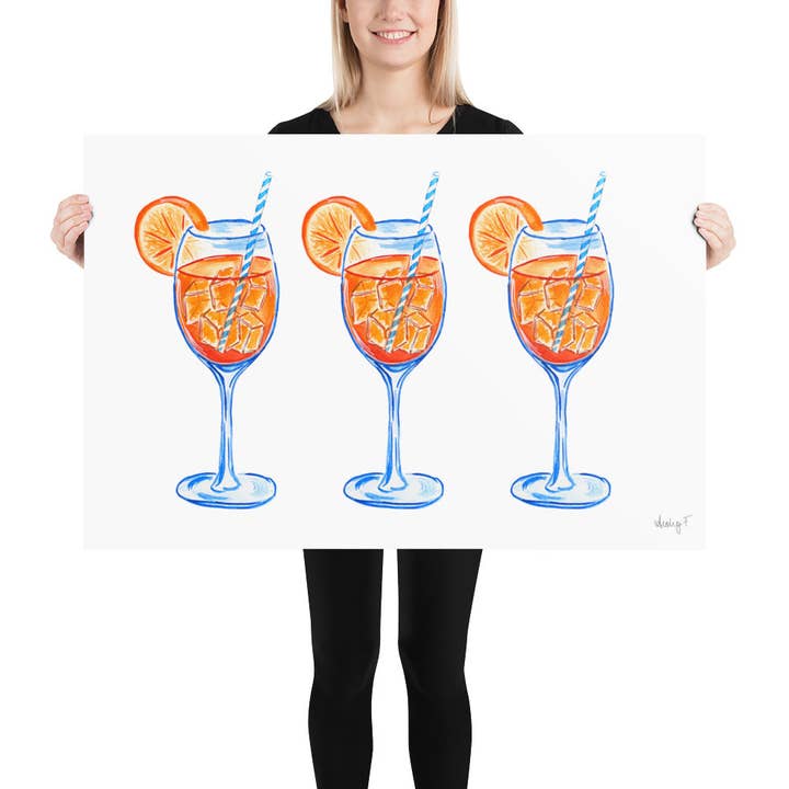 Shop Art by Audrey - Wholesale Art Print - Print | Aperol Spritz Trio Watercolor Painting | Various Sizes5