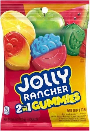 Long Island Candy Factory – wholesale Gummy – Jolly Rancher 2 in 1 Gummies Misfits 6.5 oz Peg Bag 6ct0