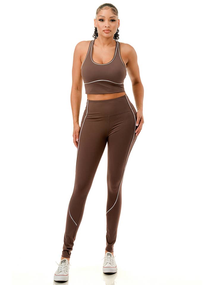 Color 5 – Großhandel Sportbekleidungsset – Damen – Sport-BH für aktive Kleidung mit Yogahose im Set mit kontrastfarbenem Rand4