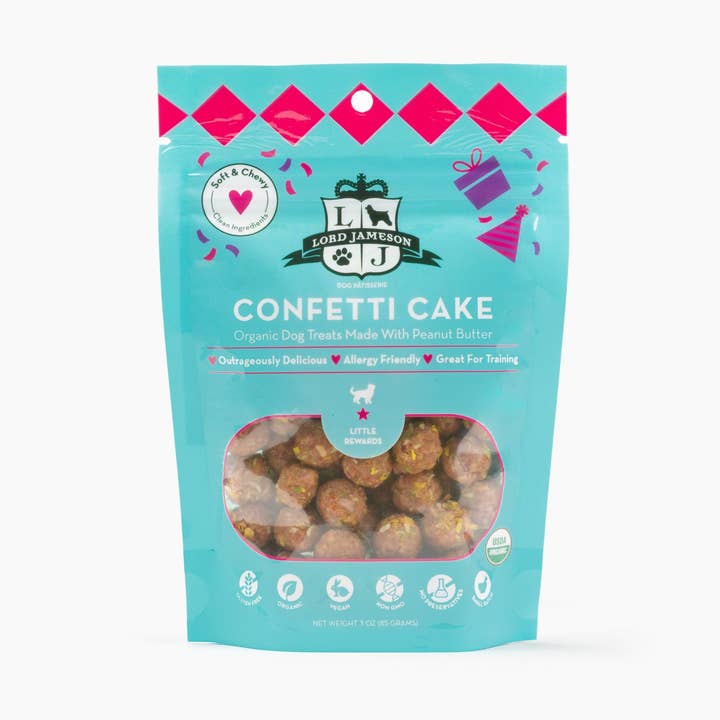 Lord Jameson Confetti Cake Organic Chewy Dog Treats SM Breed for wholesale by Pet Palette Distribution