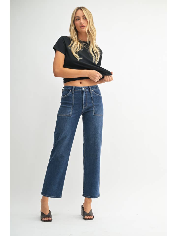 Just USA Jeans - Wholesale Jeans - Women's - JP389 - DK - Utility Pocket Relaxed Jean