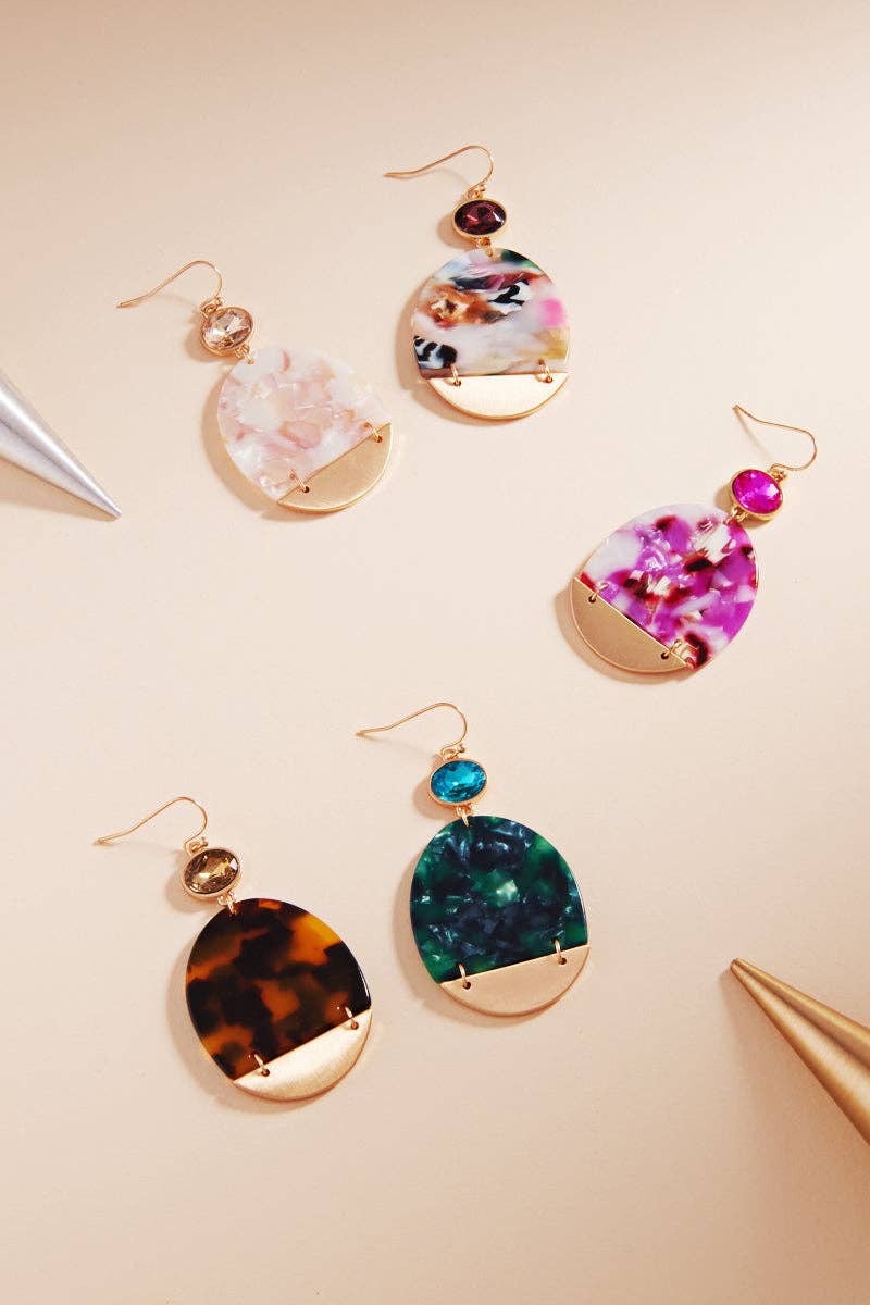 Designature New York - Wholesale Dangle Earrings - Oval Shaped Acetate With Glass Hook Earrings4