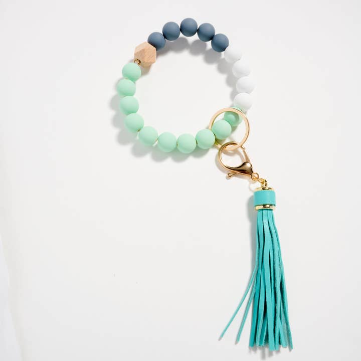 Frem - Wholesale Keychain bracelet - Beaded Bracelet Keychain with Tassel – Silicone Bead Wristlet Key Ring5