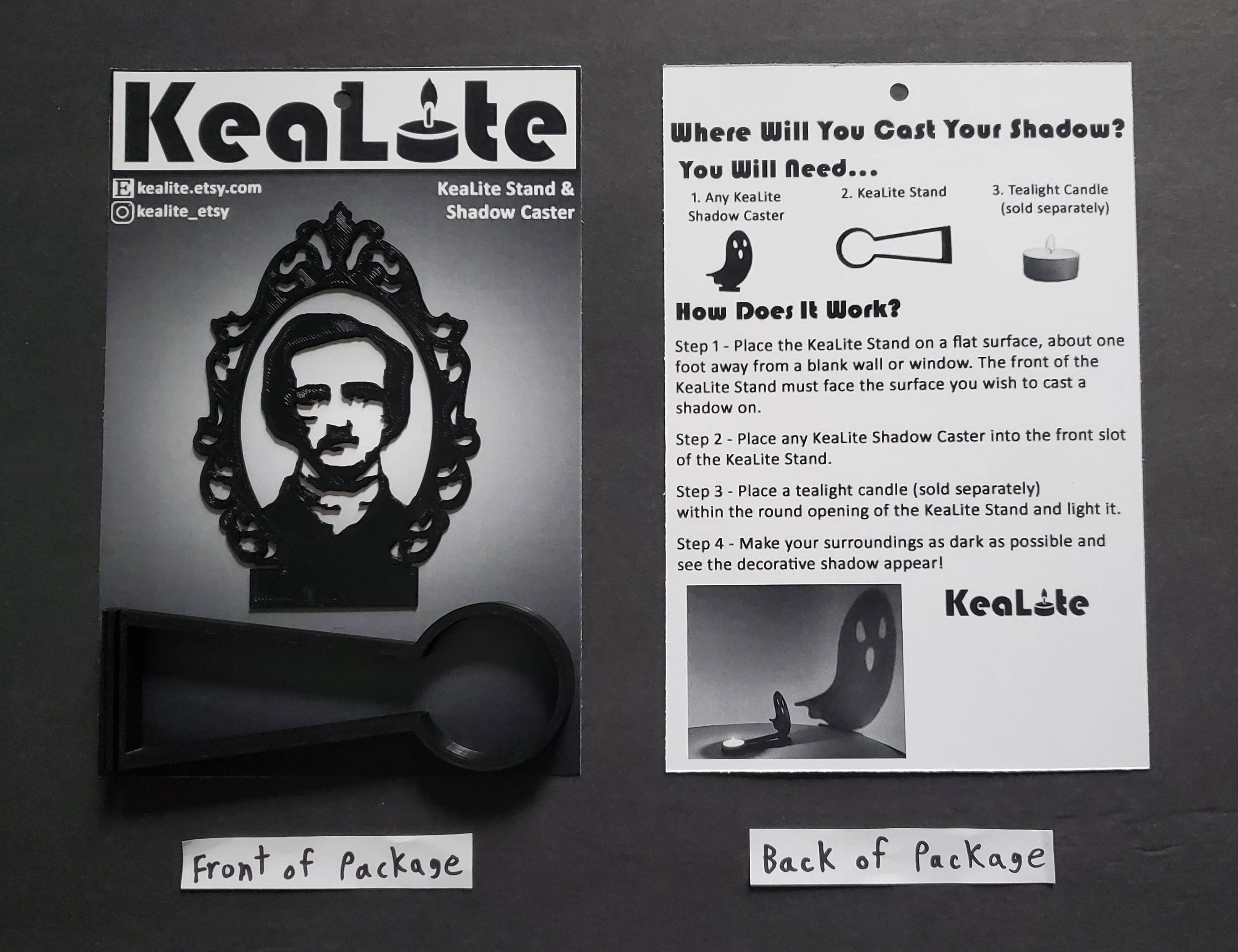 KeaLite - Wholesale Decorative Tabletop Object - KeaLite Edgar Allan Poe Shadow Caster and KeaLite Stand1