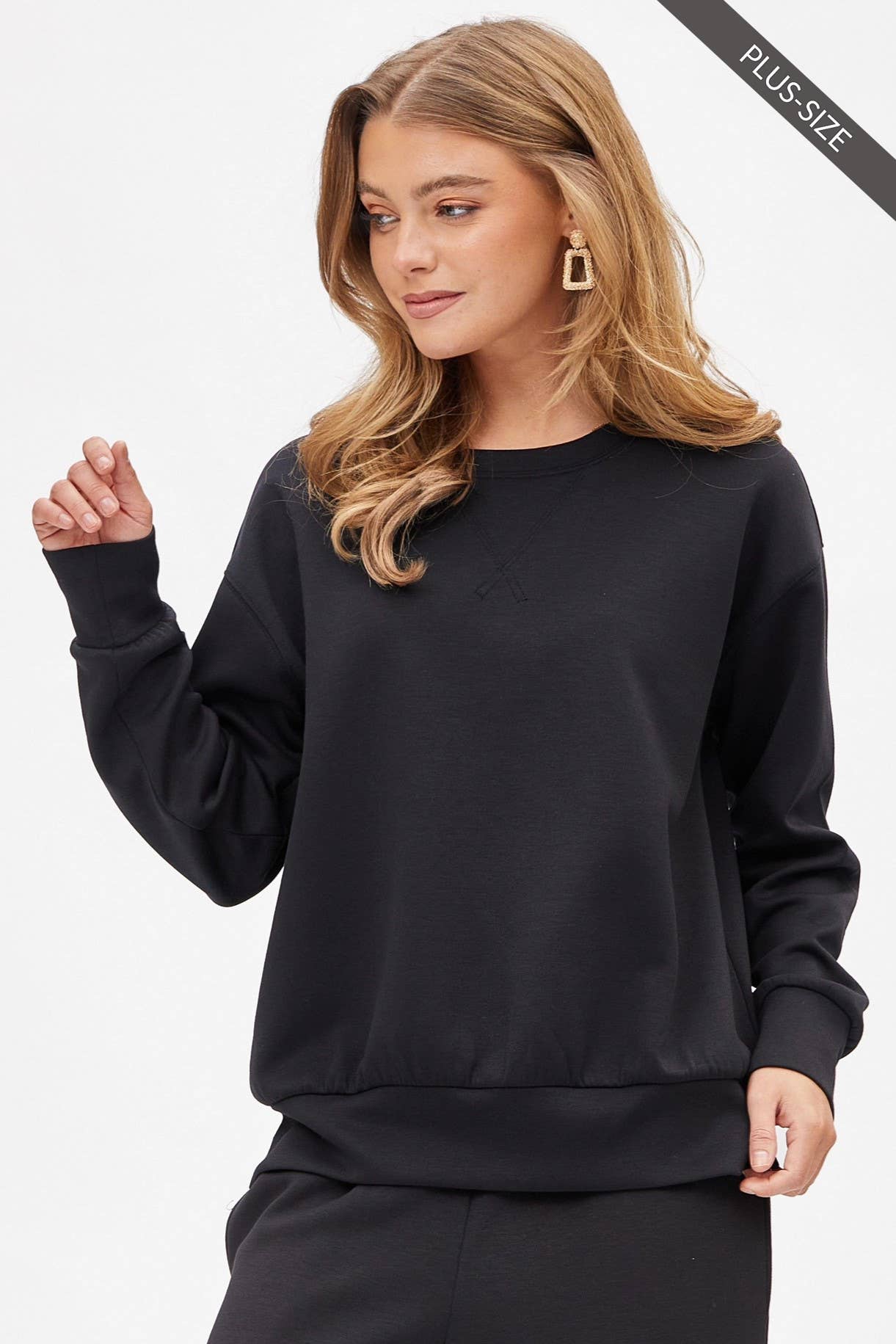 Dear Scarlett - Wholesale Lounge Set - Women's - PLUS SIZE Crew Neck Pullover + Jogger Set TRVSET-MALIBUP13