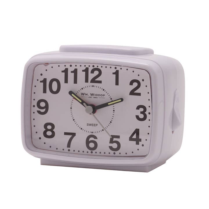 WIDDOP and Co. - Wholesale Alarm Clock - Hometime Oblong Alarm Clock Sweep Movement & Snooze - White1