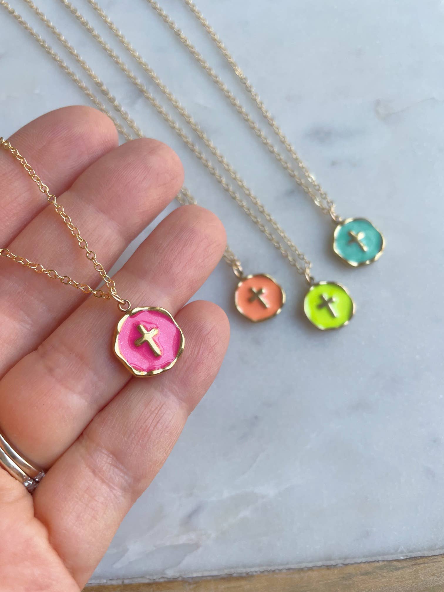 Laalee Jewelry - Wholesale Pendant/Charm Necklace - Colorful Charm Gold Cross Necklace, Religious Jewelry2