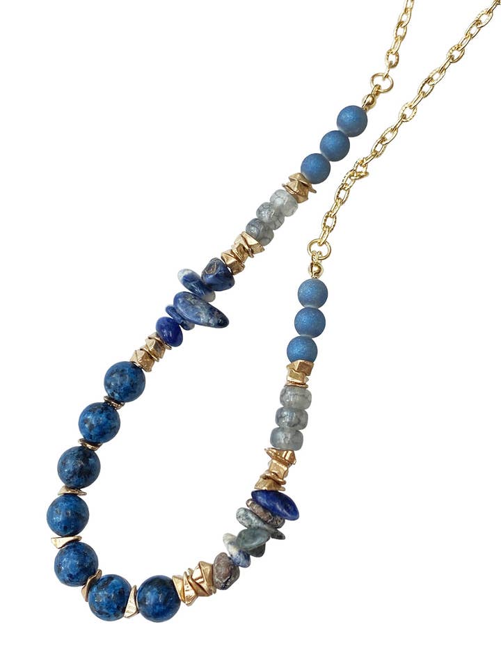 Conjunto de Colares de Corrente em Pedra Semi-Preciosa Gold & Blue por atacado de Juniper Wish