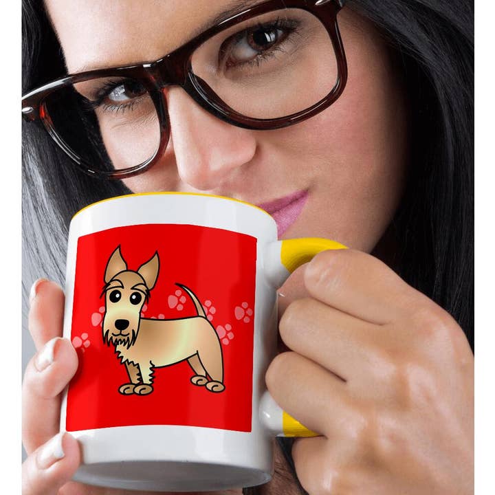 3dRose - Wholesale Coffee Mug - 3dRose, Cute Wheaten Scottie - Cartoon Dog - Red with Pawprints, Mug1