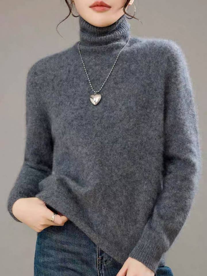 Brushed cashmere wool turtleneck sweater with long sleeves for wholesale by jw.atelier