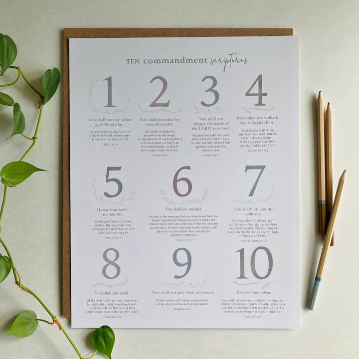 Póster de los 10 mandamientos para venta al por mayor de Pip & J Papery