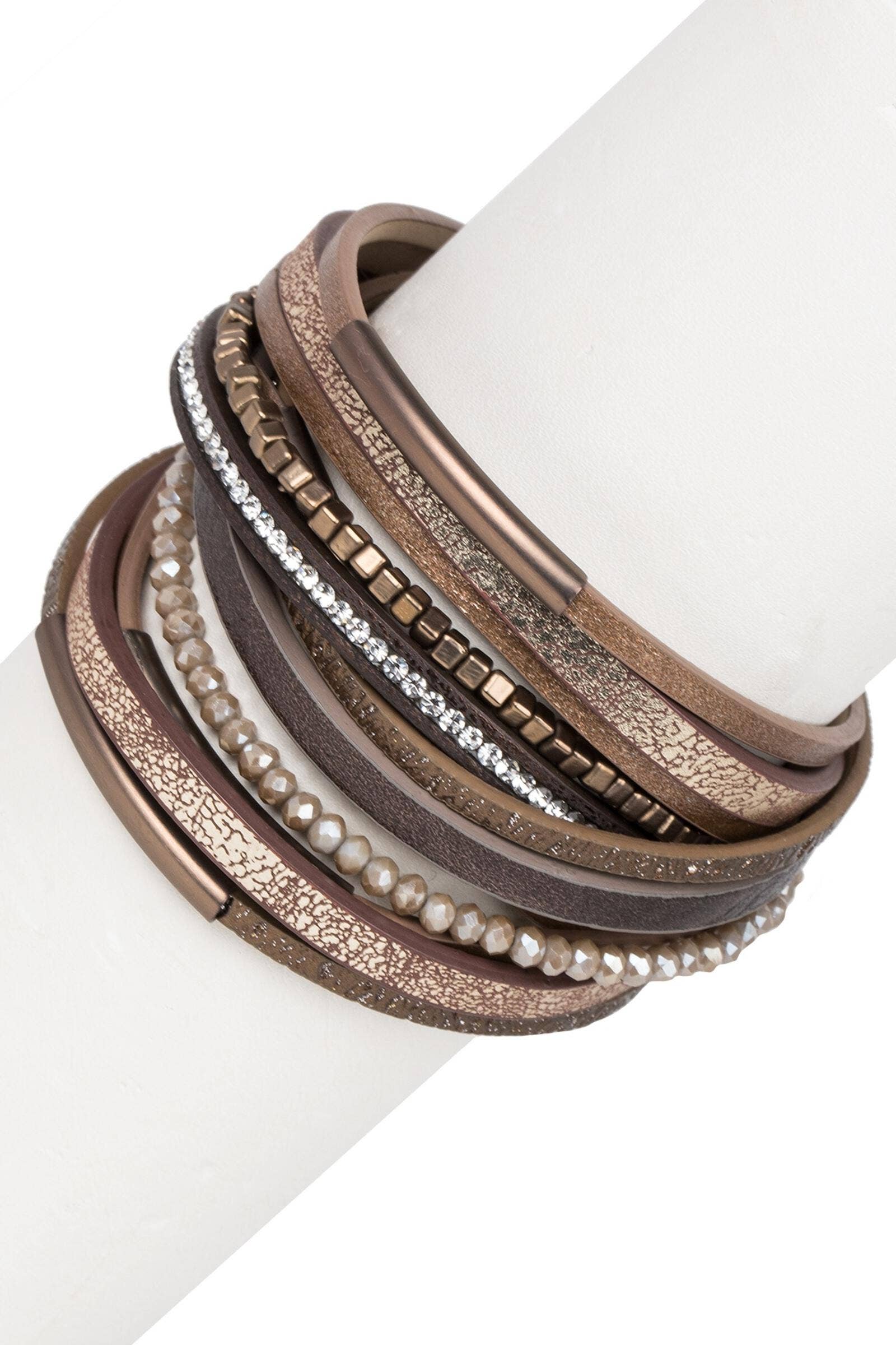 SAACHI - Wholesale Beaded Bracelet - Glimmer Leather Bracelet1