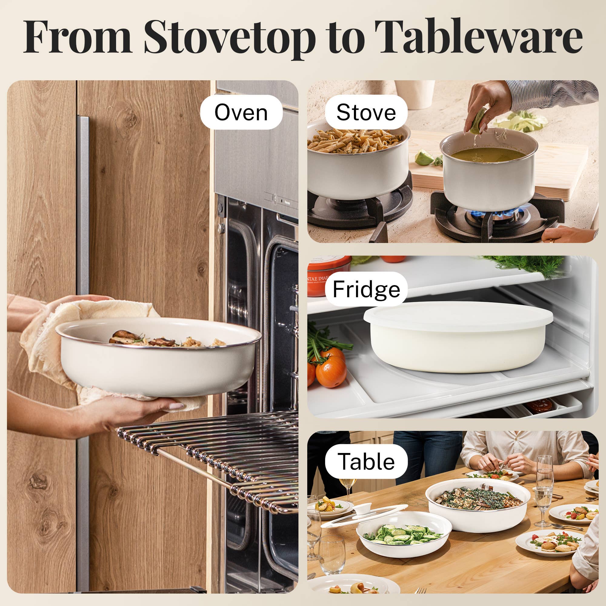 Gotham Steel/Granitestone - Wholesale Cookware Set - Gotham Steel 18pc Set Detachable Handle in Cream4