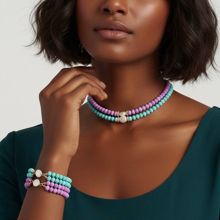 OE! - Wholesale Choker/Collar - Rainbow Glow - Choker with Keshi Pearl1