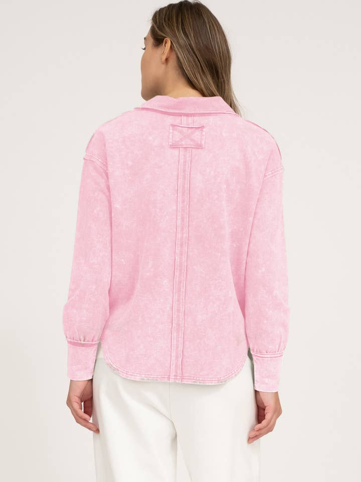 Blu Pepper - Wholesale Knit Top - Women's - WASHED COLLARED LONG SLEEVE KNIT TOP19