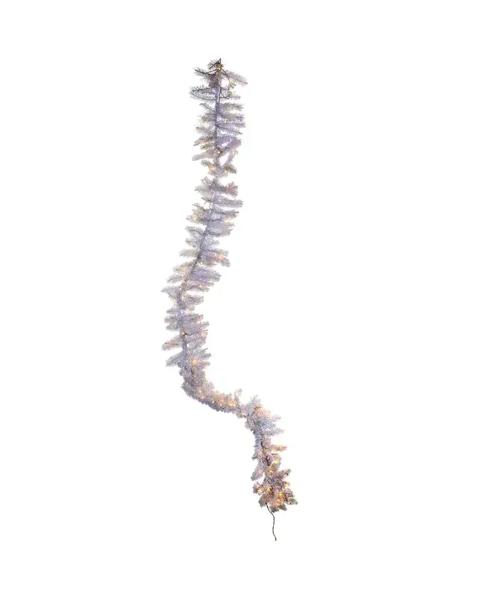 Kurt S. Adler, Inc. - Vente Fanion/guirlande - GUIRLANDE BLANCHE CRISTALLINE PRÉ-ÉCLAIRÉE DE 9 PI1