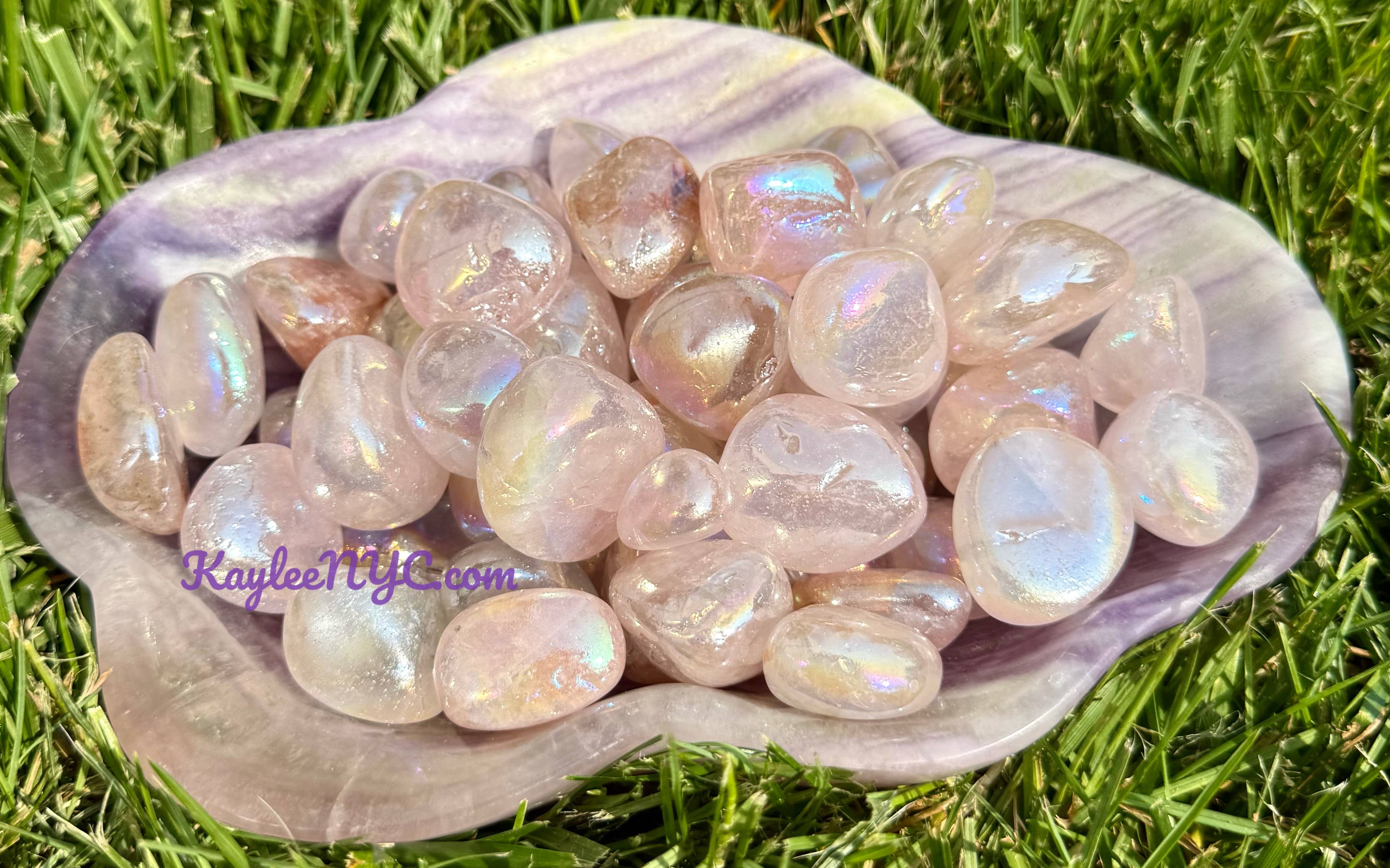 KayleeNYC – wholesale Andlig sten/kristall – Grossistparti 900 g Angel Aura rosenkvarts trumlade kristaller för helande4