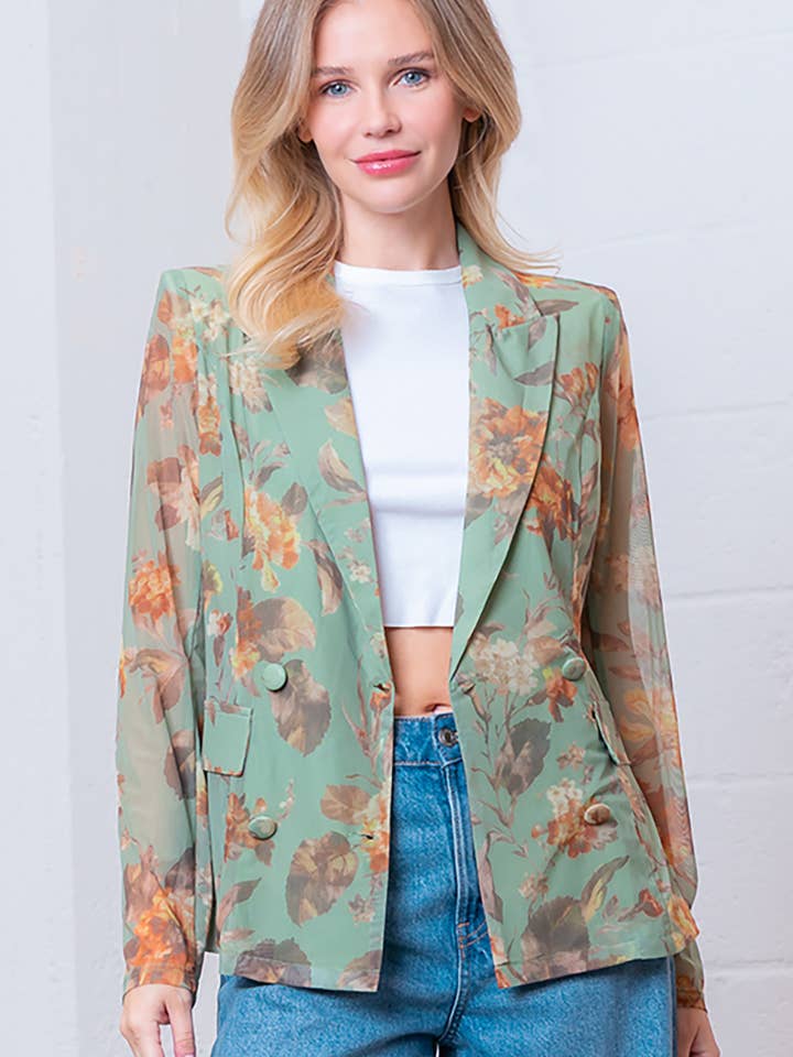 HJ75290T-DOUBLE BREASTED FITTED BLAZER for wholesale by Taelynn