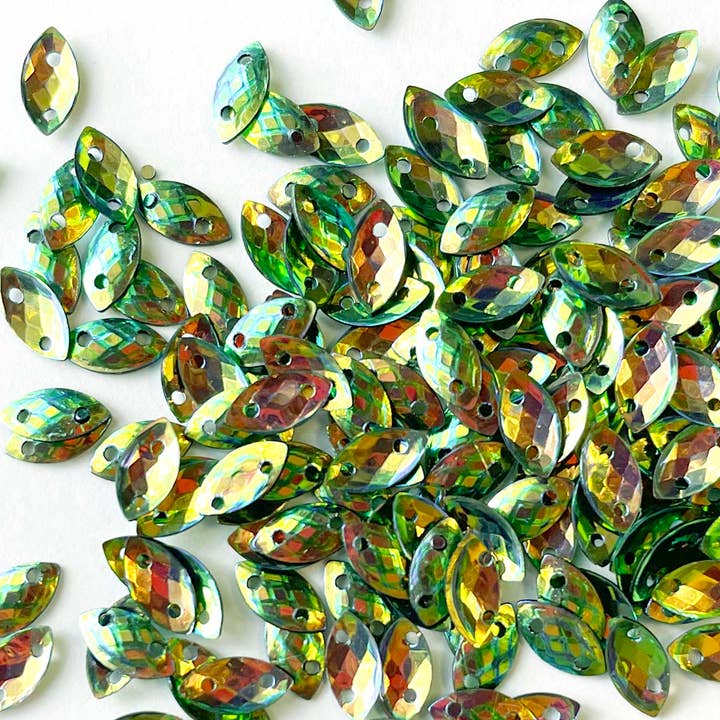 Leaf - 8mm x 4mm - Green with Copper and Gold Lights (S268) for wholesale by Colour Streams