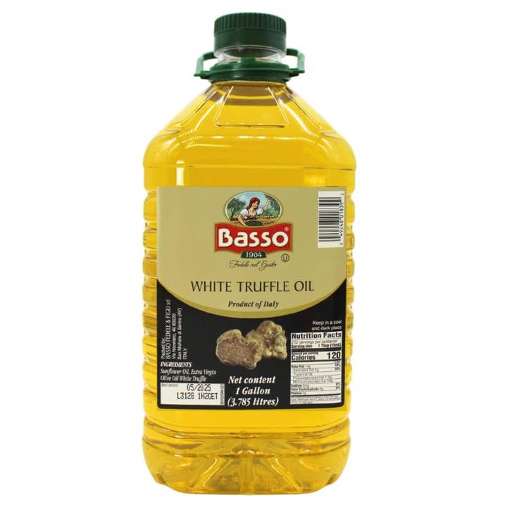 Basso 1904, White Truffle Oil, Bulk, 1 Gallon (3.785 liters), Product of Italy, Non-GMO, Foodservice White Truffle Oil for wholesale by Wholesale Italian Food